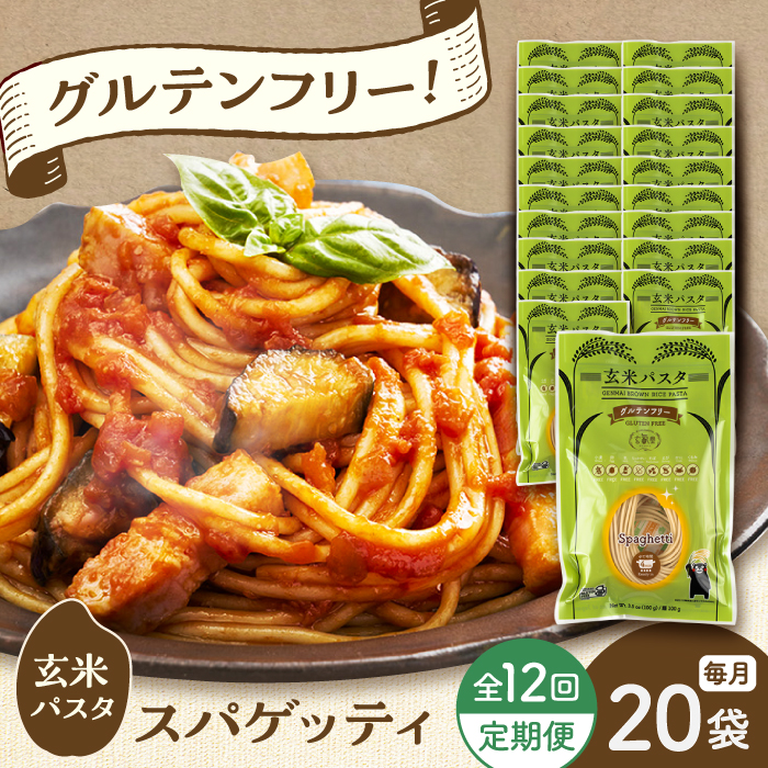 【全12回定期便】玄米パスタ スパゲッティ20袋セット / 玄米 パスタ 特産品 熊本【株式会社熊本玄米研究所】 [BHAF022]