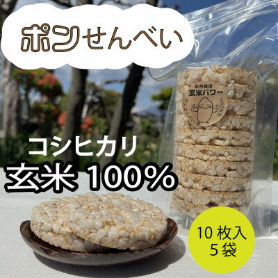 【ふるさと納税】【原材料・玄米のみ】自家製玄米100%使用 ポンせんべい(10枚入り5袋セット)【1620052】