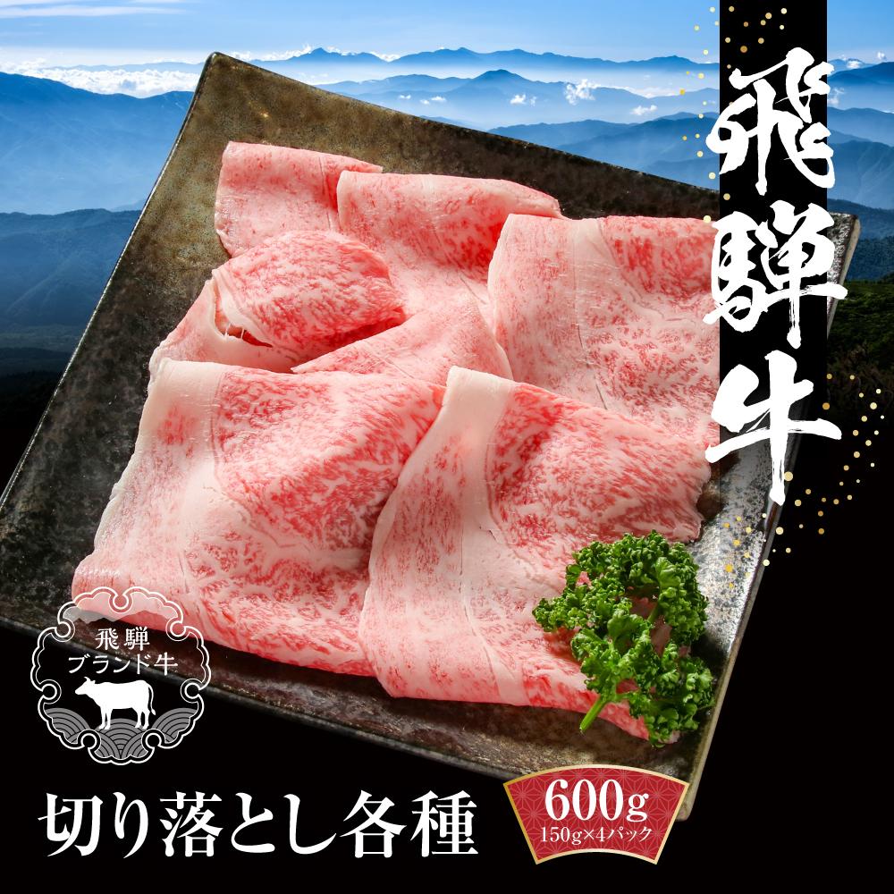 【ふるさと納税】飛騨牛 切り落とし 600g（約150g×4パック） 冷凍真空パック | 肉 お肉 すき焼き すきやき しゃぶしゃぶ 黒毛和牛 和牛 個包装 小分け 人気 おすすめ 牛肉 ギフト お取り寄せ【飛騨高山ミート MZ001】