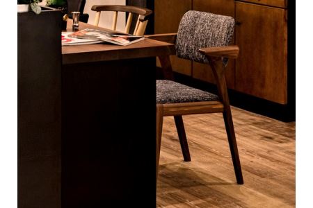 D129-02 B.H.ダイニングチェア（ショートアーム）【ウォルナット材】JBH-DC22A PNW/EベガスCOA