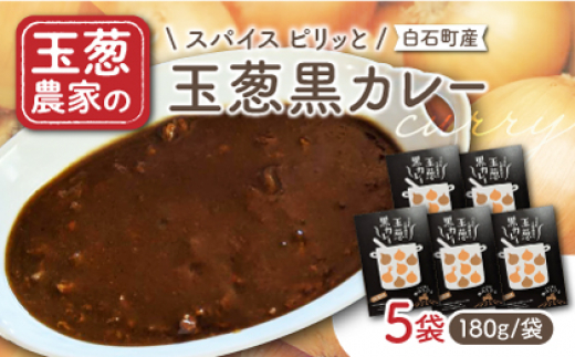 
【素材の旨味たっぷり】玉葱農家の 玉葱黒カレー（5袋）【玉葱農家 陣内ちひろ】 [IAO021]
