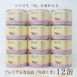 【B2-113】缶詰工場直送　伝統のさば缶「旬ほとぎ」醤油煮12缶（さば サバ 鯖 九州産 缶詰 サバ缶 さば缶 鯖缶 醤油煮 非常食 保存食）