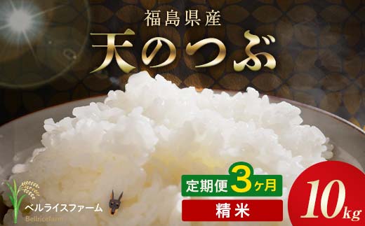 〈先行予約〉令和8年産【お米の定期便】3ヶ月配送 農家直送 ベルライスファーム 天のつぶ 精米 10kg F6U-492