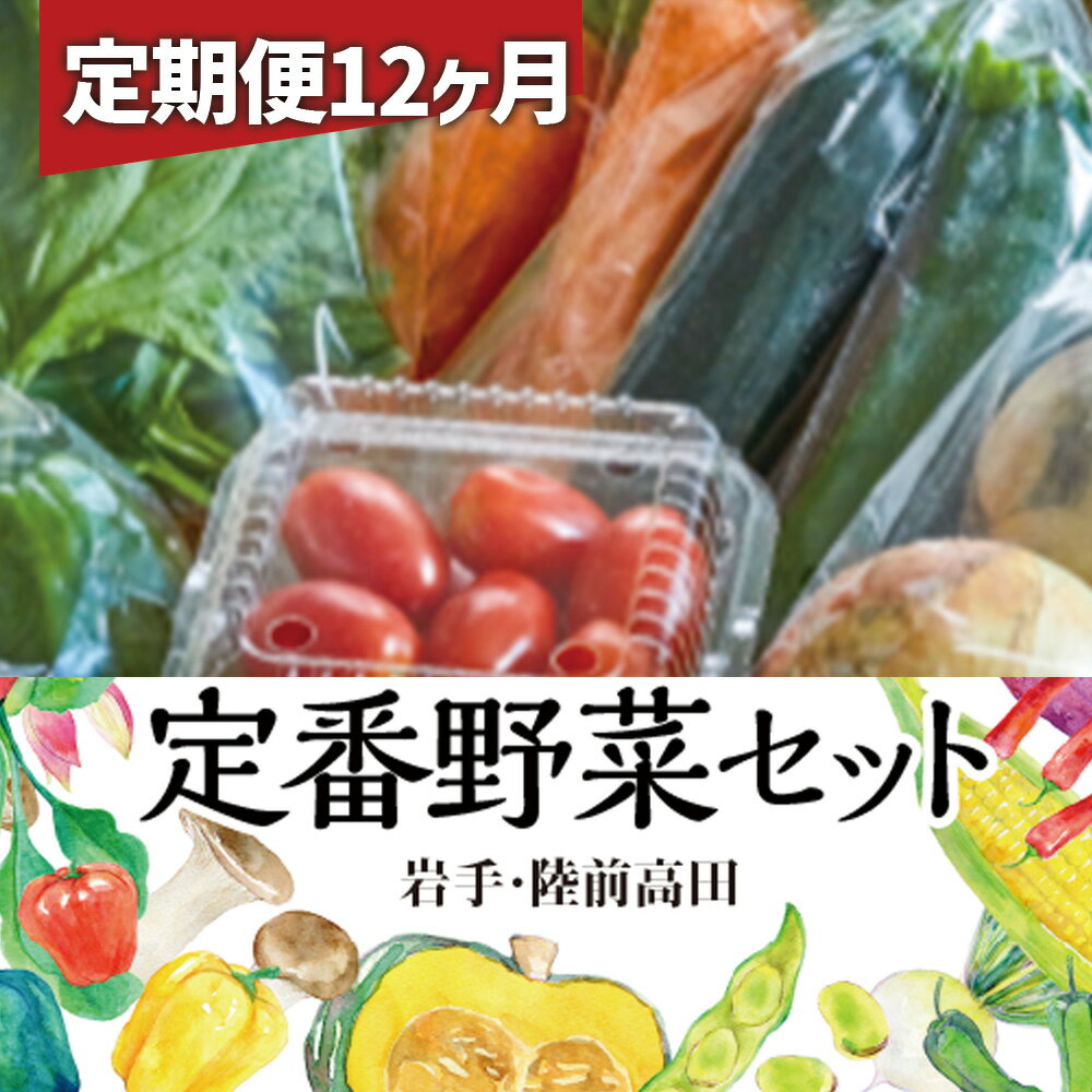 【ふるさと納税】12ヶ月定期便 定番 野菜セット [ 産地直送 野菜 やさい ベジタブル 詰め合わせ 季節 旬 お試し 冷蔵 お楽しみ こだわり 農家 地産 農業 料理 定期便 岩手 陸前高田 ひころいちファーム ] 大根 白菜 にんじん じゃがいも ブロッコリー きゅうり なす など