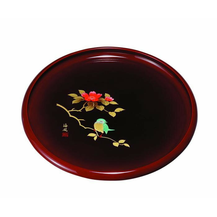 【ふるさと納税】丸盆 溜 さえずり 30cm ［YG456］ | 工芸品 日用品 キッチン お盆 送料無料 おすすめ 人気