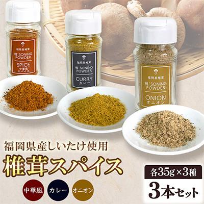 ふるさと納税 桂川町 福岡県桂川町産　椎茸スパイス3本セット(カレー/中華/オニオン)各35g(桂川町)