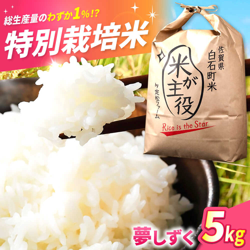 【ふるさと納税】 【令和7年11月以降発送】 【令和7年度産】 こだわりの特別栽培米！ 夢しずく（白米）5kg【定松ファーム】米 お米 新米 ブランド米 農家直送 特別栽培 特別栽培米 令和7年 おすすめ 人気 佐賀県 白石町 [IBV003]