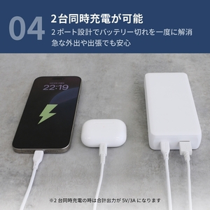 Owltech 20000mAh 最大PD30W対応 USB Type-C入出力／USB Type-A出力 モバイルバッテリー OWL-LPB20016-WH