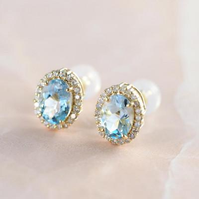 ふるさと納税 山梨県 【山梨県】【ジュエリー】K18 アクア オーバル ピアス |  | 01