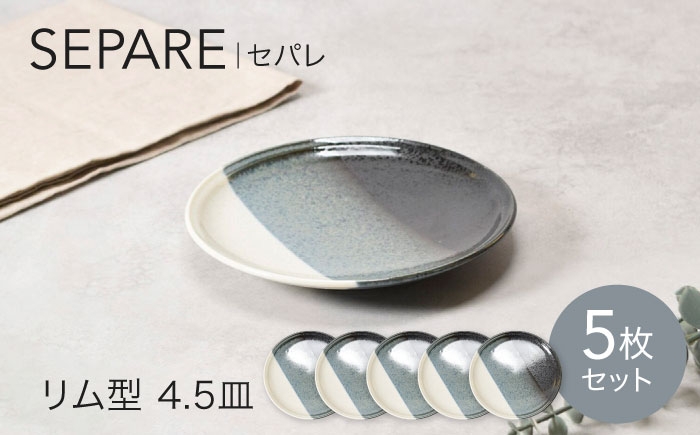 
                  【美濃焼】セパレ リム型 4.5皿 5点セット【カネ定製陶】プレート 皿 モダン [MEI253]
                