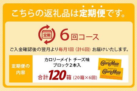 【6回定期便】≪チーズ味≫ カロリーメイトブロック 2本入り 計20箱 ×6回 合計120箱【徳島 那賀 大塚製薬 カロリーメイト チーズ ビタミン ミネラル たんぱく質 脂質 糖質 5大栄養素 バラ