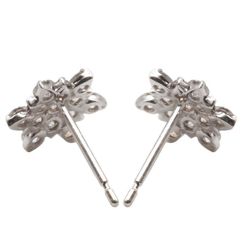 K18WG　フラワーモチーフダイヤモンドピアス HTOP-0005