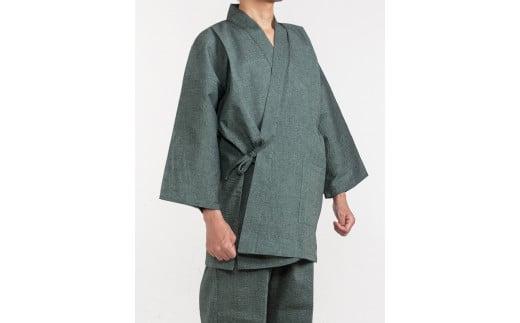 061-10　【鼠・Lサイズ】織り・縫製　地元遠州製　しじら織り（無地）作務衣