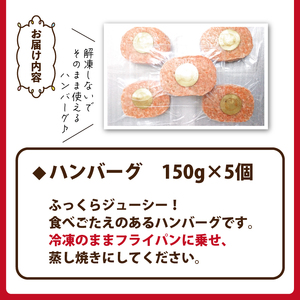 ありすぽーく ハンバーグ 150g 5個 ／ 豚 豚肉 総菜 惣菜