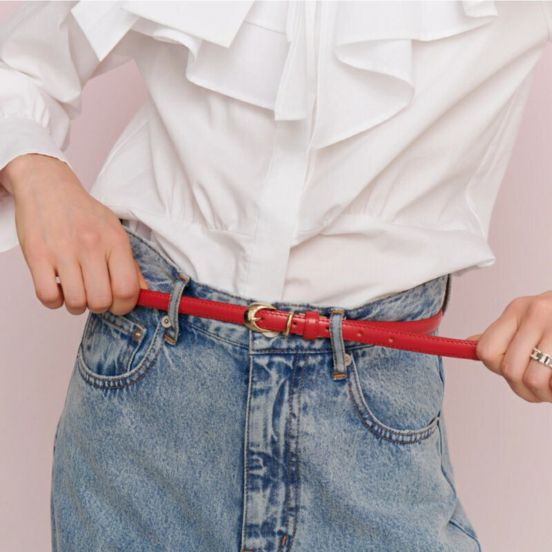 【ふるさと納税】[bell la bell] レディース細ベルト 選べる 5色 ベルト レザーベルト 革ベルト レディースベルト サイズ調整