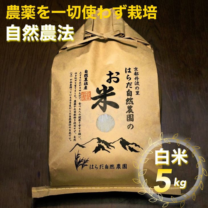 
自然農法＜農薬を一切使わず栽培＞白米5kg《令和4年産 京都丹波産 無農薬栽培向き 厳選品種 にこまる》
