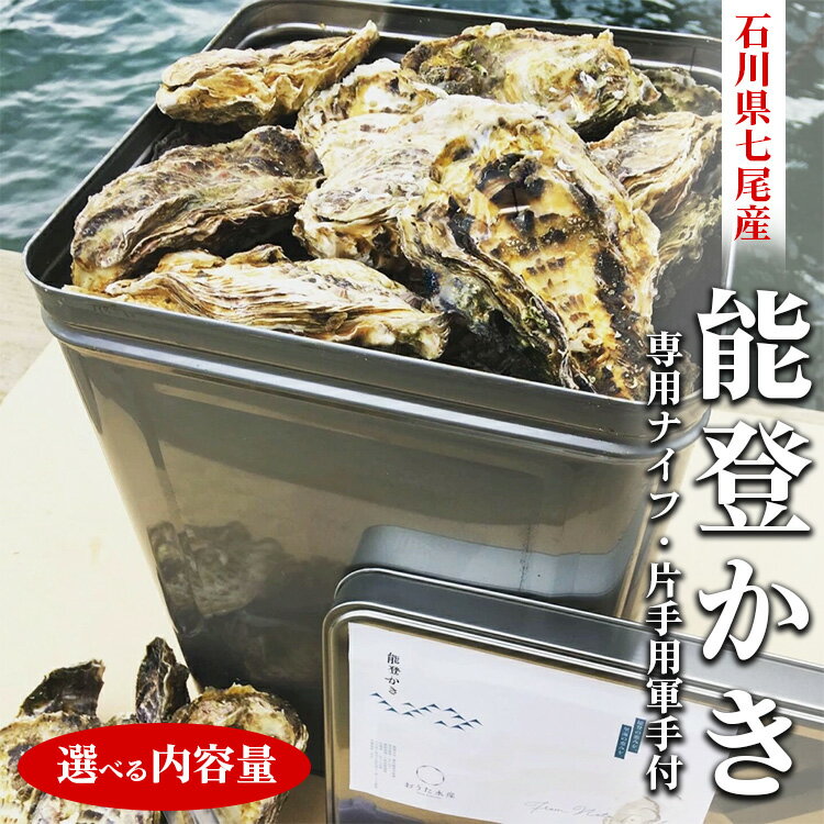【ふるさと納税】【能登半島地震復興支援】＼選べる内容量／魚介類 牡蠣／能登かき 殻付牡蠣 専用ナイフ 片手用軍手付｜世界農業遺産「能登の里山里海」 石川県 七尾市 能登 ※要加熱 ※2025年1月下旬～5月下旬頃に順次発送予定 ※離島への配送不可