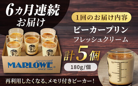 【全6回定期便】葉山ビーカープリン　北海道 フレッシュクリームプリン（180g）×5個 セット プリン クリームプリン 食べ比べ【マーロウ】 [AKAF063]