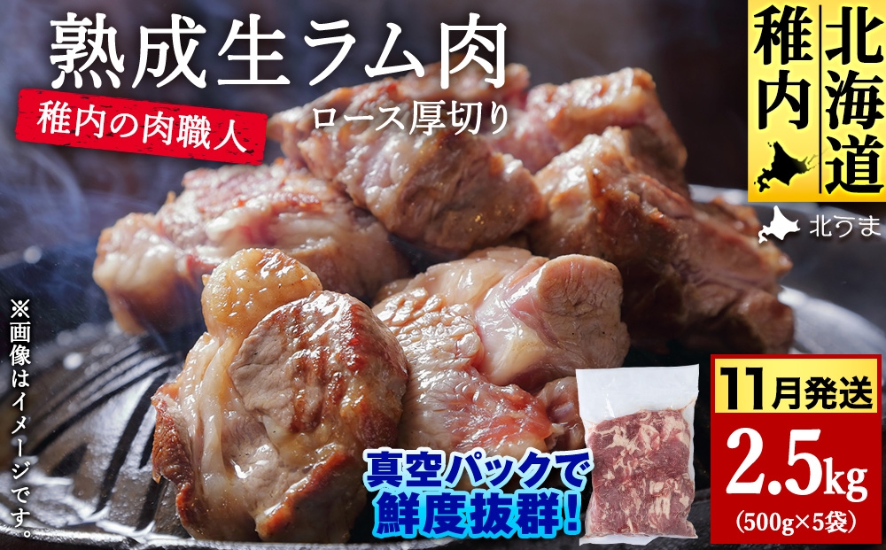 
                  【11月発送】稚内の肉職人 たかみさんの熟成生ラム肉ロース厚切（500g×5）【稚内の肉職人】
                