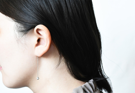 Pt900【D SI EX H&C】ダイヤモンドチェーンピアス トータル0.2ct K06056-H