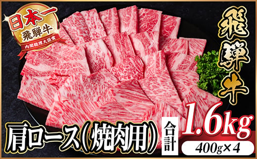 
                  飛騨牛　厳選肩ロース(焼肉・BBQ用) 計1.6kg(400g×4)　黒毛和牛　小分け【1674167】
                