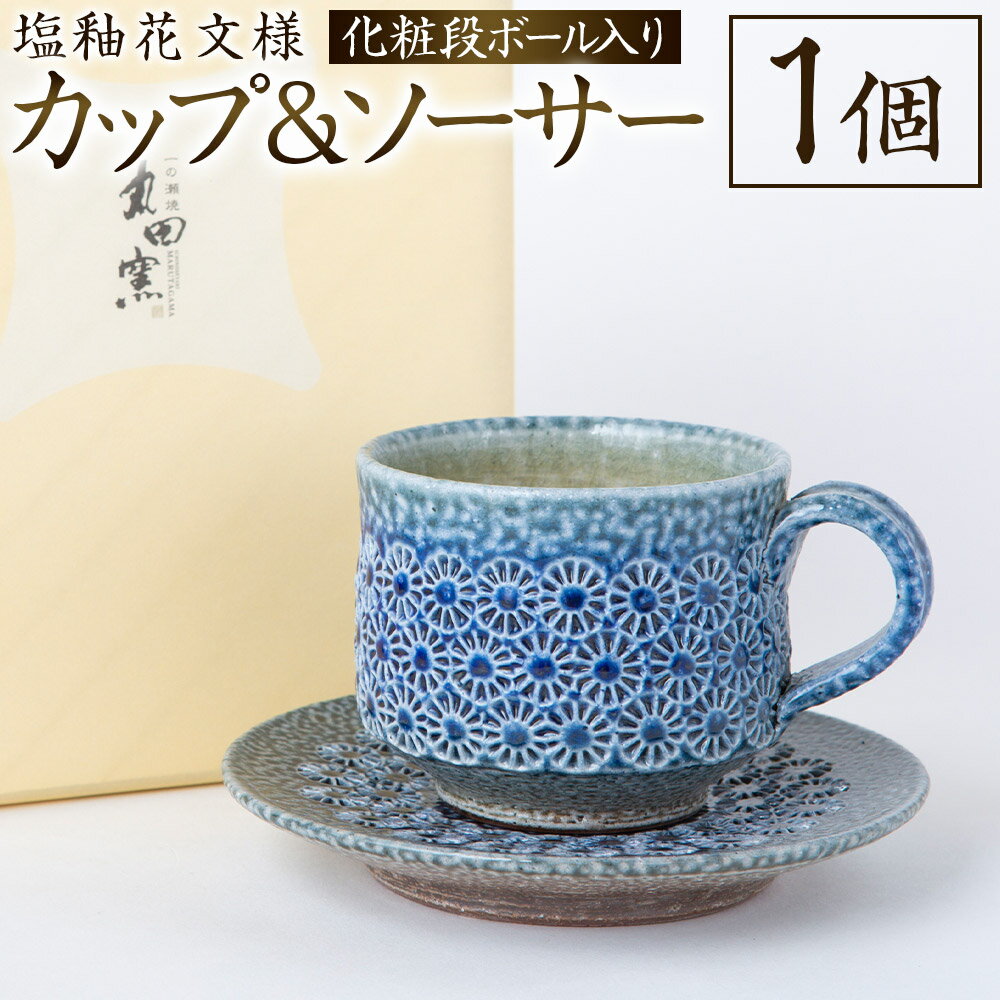 【ふるさと納税】丸田窯 塩釉花文様 カップ&ソーサー カップ 飲料カップ ソーサー セット 化粧段ボール入り 焼き物 手作り 伝統 工芸 陶芸 送料無料 福岡県 うきは市