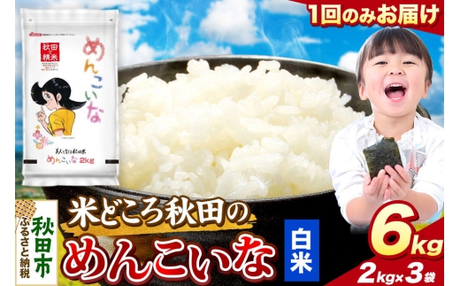 米 めんこいな【白米】米どころ秋田県産 令和7年産 精米 6kg（2kg×3袋） [米 お米 こめ 白米 精米 ブランド米 小分け ご飯 ごはん 米どころ 秋田県産 2kg袋]