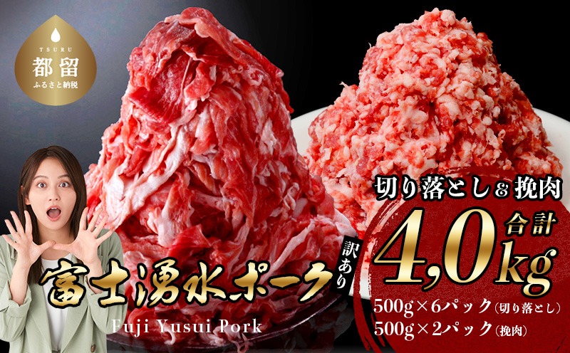 幻の銘柄豚 富士湧水ポーク 切り落としと挽肉のガッツリ盛りセット 4.0kg DM028 