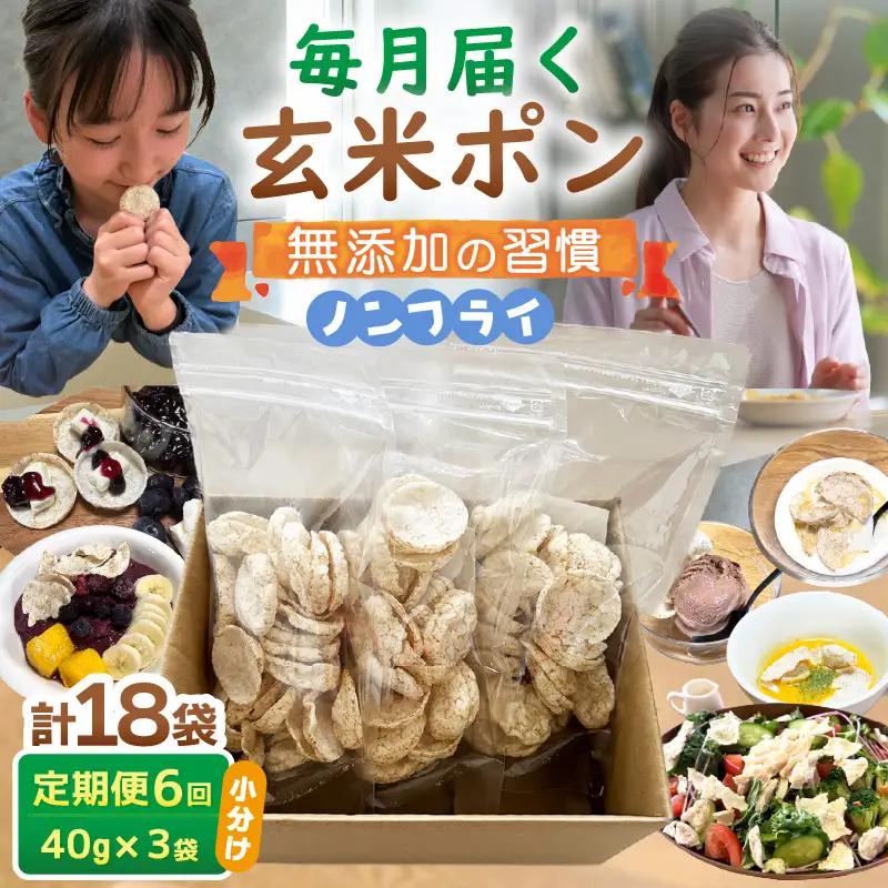 《6ヶ月定期便》【素材のまま】国産無添加 玄米ポンおやつ シリアル  40g×3袋  コシヒカリ  [e35-b004]