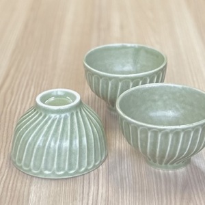 【美濃焼/みずなみ焼】タック茶碗 3個セット(くすみグリーン)【1573240】