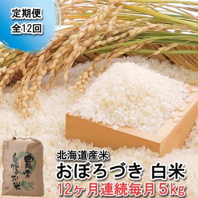 ふるさと納税 新ひだか町 ＜定期便12回＞北海道産希少米おぼろづき白米5kg＜10月中旬より発送開始＞