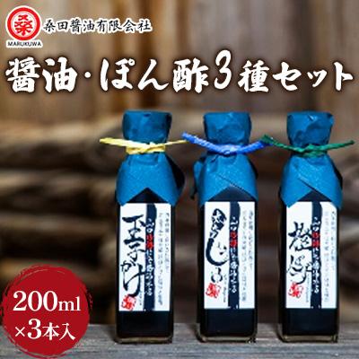 ふるさと納税 防府市 木桶で仕込む地産醤油　角瓶がとってもお洒落な3種類じゃねセット