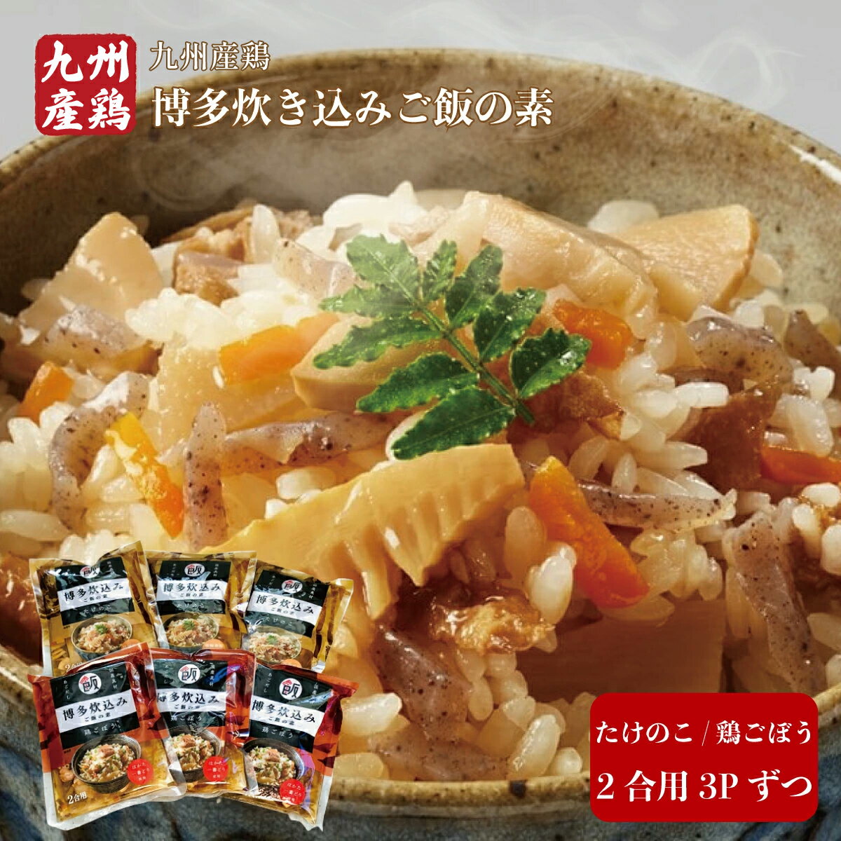 【ふるさと納税】 炊き込みご飯の素 詰め合わせ 6パック 2合用×3袋ずつ（たけのこ・鶏ごぼう） 国産 九州 九州産 福岡県産 筍 竹の子 たけのこ 炊き込みご飯 鶏肉 鳥肉 とり肉 お肉 肉 地鶏 銘柄鶏 鶏ごぼう 詰め合わせ 特産品 お年賀 贈答 ギフト 贈り物 送料無料 BZ028