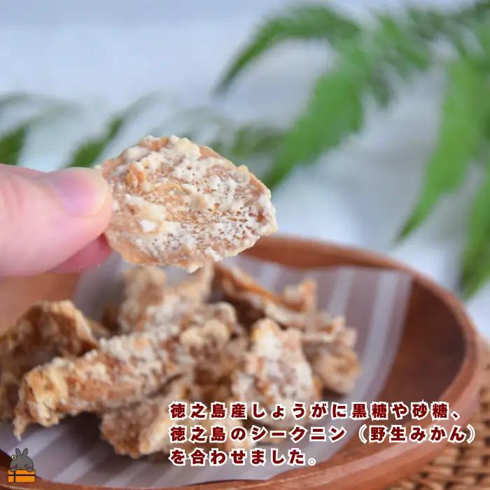 徳之島産生姜そのまま しょうがチップス（60g×2袋）　（ しょうが 生姜 ショウガ 黒糖 黒砂糖 シークニン しょうが湯 生姜湯 ）