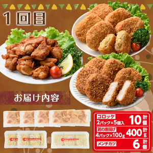＜新登場＞人気揚げ物詰め合わせ定期便(全3回) 惣菜 総菜 おかず お弁当 冷凍 揚げ物 定期便 冷凍食品 揚げるだけ 冷凍コロッケ ころっけ コロッケ 唐揚げ からあげ メンチカツ ハムカツ グルメ