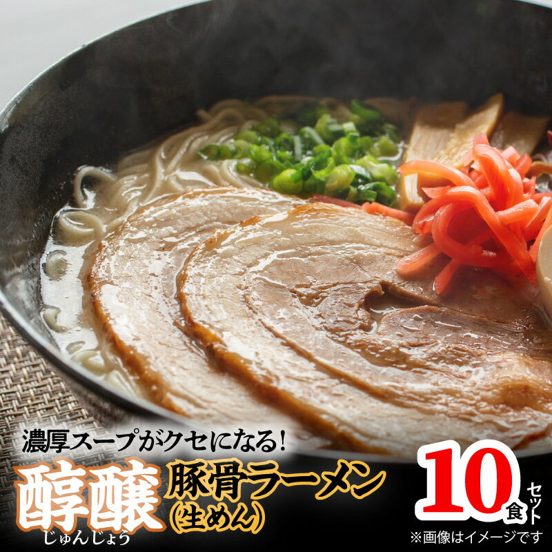 【ふるさと納税】濃厚スープがクセになる！ 醇醸 豚骨 ラーメン 10食 生めん 細麺 とんこつラーメン 本格 博多ラーメン 濃厚 豚骨スープ 昔ながら まろやか 本場の味 クセになる 麺 麺類 常温 福岡グルメ お取り寄せグルメ 食品 福岡 上毛町 送料無料