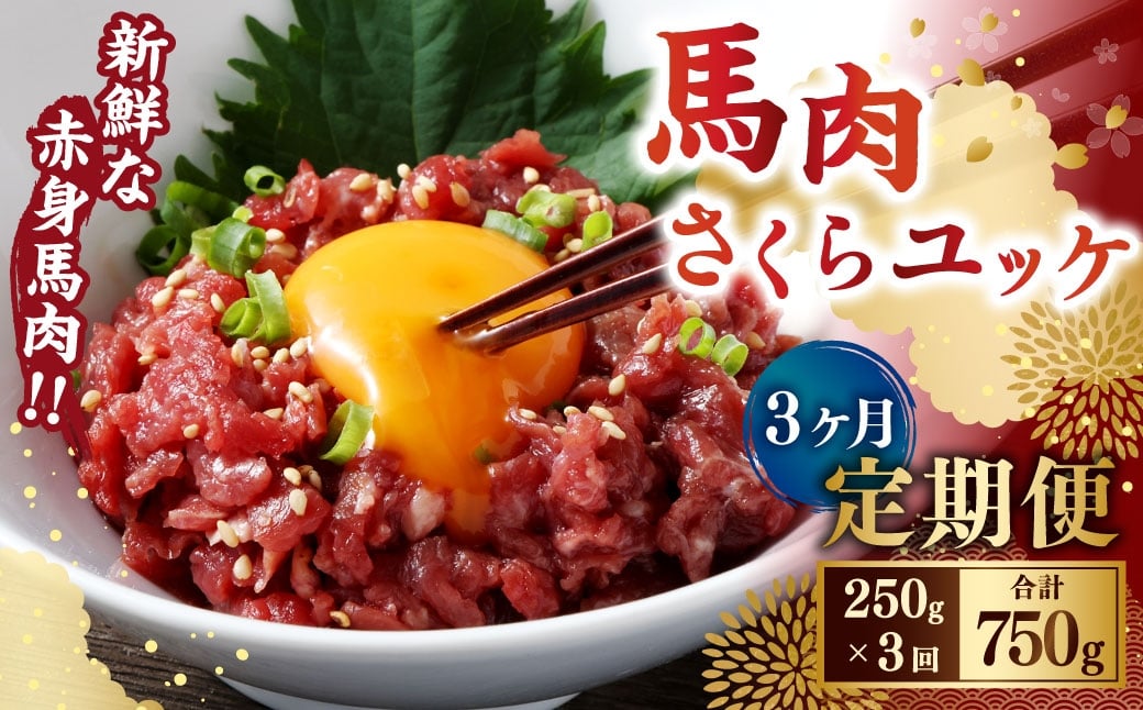
            【3ヶ月定期便】 馬肉さくらユッケ250g（50g×5パック） 合計750g 馬刺 馬刺し おつまみ
          