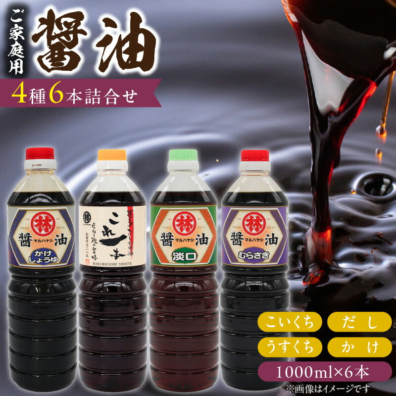 【ふるさと納税】家庭用 醤油 各1000ml 6本 詰め合わせ これ一本だし醤油 紫醤油 各2本 かけ醤油 淡口醤油 各1本 料理 使い分け 万能 濃口 国産 グルメ お取り寄せ お取り寄せグルメ 福岡県 久留米市 送料無料