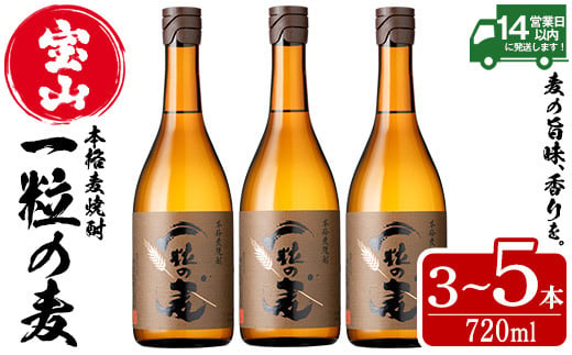 
No.912/No.913 ＜本数選べる＞一粒の麦(720ml×3～5本)焼酎 麦焼酎 酒 アルコール 麦 家飲み 宅飲み 大麦 大麦麹 セット 常温 常温保存【西酒造】
