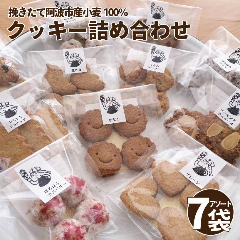 【ふるさと納税】 クッキー 7袋 セット 詰め合わせ 1袋 3～4個入 阿波市産 小麦 100％ ヴィーガン 卵 乳 不使用 スイーツ 焼菓子 洋菓子 おやつ おかし ギフト プレゼント 贈答 誕生日 記念日 送料無料 徳島県 阿波市 シュガースポット