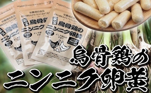 
家宝 烏骨鶏のにんにく卵黄 3ヶ月分 90粒（30粒×3袋）常温 烏骨鶏卵 有機栽培 にんにく 使用！飲みやすい カプセル タイプ【A-074H】
