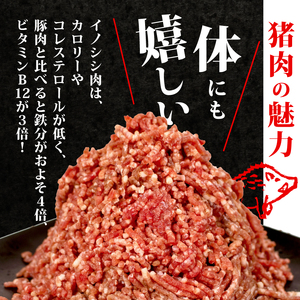 天然 猪肉 ミンチ 計約900g 小分け 約300g✕3パック 冷凍 ジビエ ジビエ