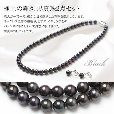 ふるさと納税 長崎市 あこや真珠 ネックレス イヤリング 黒真珠 7.0-7.5mm 保証書付 2点セット |  | 01