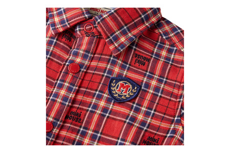 【ミキハウス】長袖シャツ 子供用　赤・100サイズ（55-26-R-100）こども 子ども服 子ども 子供 子供服 播州織 シャツ mikihouse ミキハウス