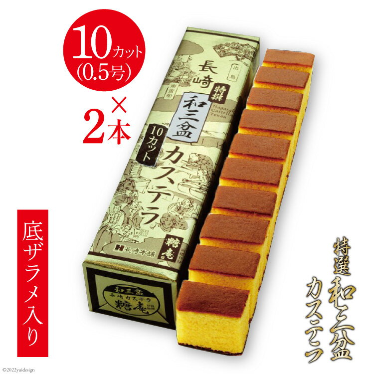 【ふるさと納税】特選 和三盆カステラ 10カット 0.5号×2本 カット済み [サンクスラボ 長崎県 雲仙市 item2137] カステラ かすてら ざらめ ザラメ 長崎 和三盆