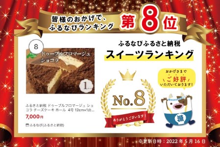 高評価☆4.50！ドゥーブルフロマージュ ショコラ チーズケーキ ホール  4号 12cm×1台 （3月発送） スイーツ チーズ ケーキ お菓子 ( チーズ ちーず ショコラ 乳製品 別海町 北海道 