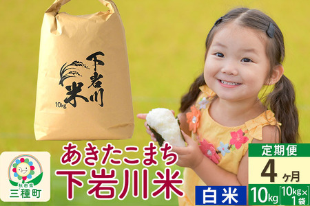 【R8年新米予約】 《4ヶ月定期便》【白米】あきたこまち 10kg (10kg×1袋) 秋田県三種町産 令和8年産 下岩川米