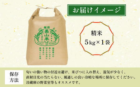 越前美山米　令和７年福井市産コシヒカリ　精米5kg [B-204001] / 精米 米 お米 コメ 送料無料 コシヒカリ