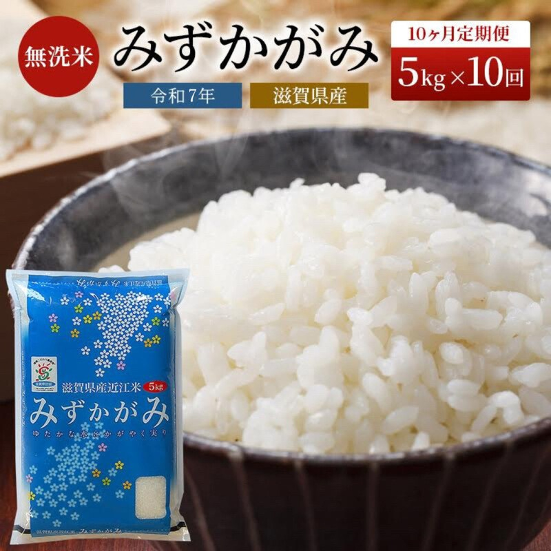 
            【令和7年産新米】【先行受付開始】滋賀県産 定期便 10ヶ月 みずかがみ BG無洗米 5kg ふるさと応援特別米 無洗米 お米 こめ コメ おこめ 白米 10回 お楽しみ
          