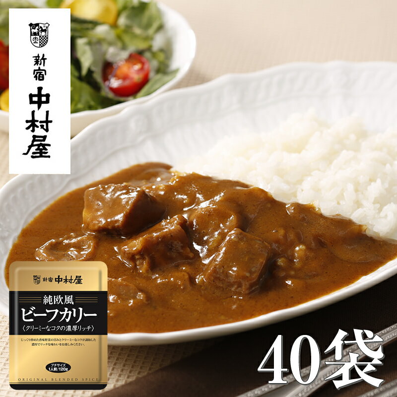 【ふるさと納税】≪新宿中村屋≫ 純欧風ビーフカレー 「クリーミーなコクの濃厚リッチ」 40袋 【 レトルト レトルトカレー カレーライス レトルト食品 レトルトパック 防災 備蓄 常備 備蓄食 防災食 非常食 保存 保存食 常温保存 常温 詰合せ お取り寄せ 神奈川県 海老名市】